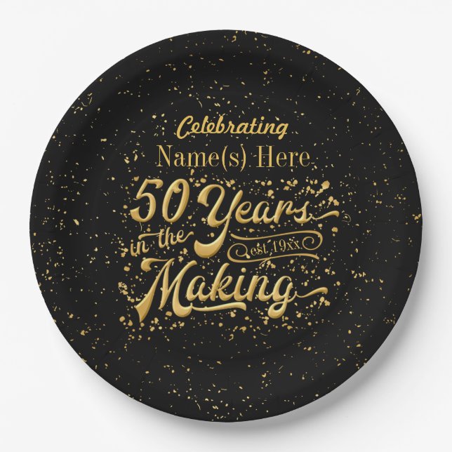 50th Wedding Anniversary - 50 Years in the Making Paper Plate (Front)