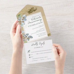 50th Wedding Anniversary All In One Invitation