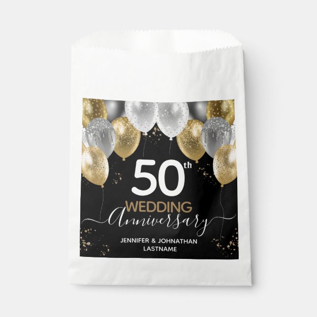 50th Wedding Anniversary Balloons Favour Bags (Front)