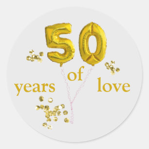 50th Wedding Anniversary Baloons DCSA48 Classic Round Sticker