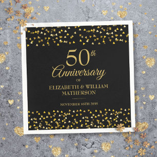 50th Wedding Anniversary Black And Gold Napkin