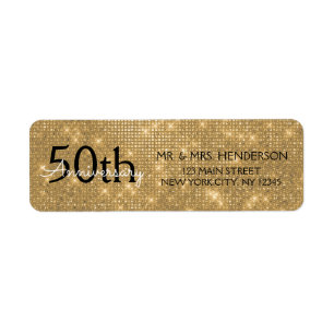 50th Wedding Anniversary Black and Gold Sparkle