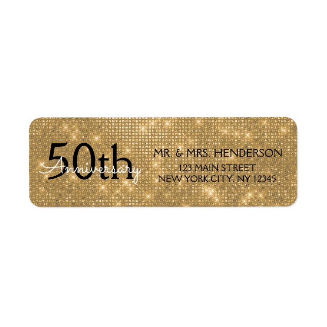50th Wedding Anniversary Black and Gold Sparkle (Front)