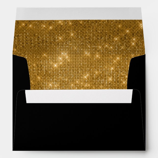 50th Wedding Anniversary Black and Gold Sparkle Envelope (Back (Bottom))