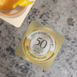 50th wedding anniversary black and gold stone coaster<br><div class="desc">50th wedding anniversary black and gold elegant gold and white modern,  customisable Anniversary design. Easily customise your names and years of your Anniversary.</div>