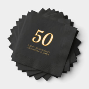 50th Wedding Anniversary Black Foil Napkins