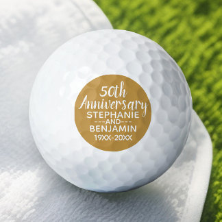 50th Wedding Anniversary - Can Edit Gold Colour Golf Balls