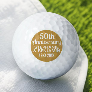 50th Wedding Anniversary - Can Edit Gold Golf Balls