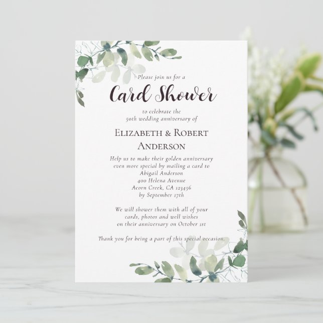 50th Wedding Anniversary Card Shower Invitation (Standing Front)