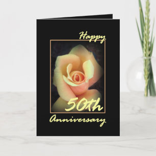 50th Wedding Anniversary Card with Yellow Rosebud