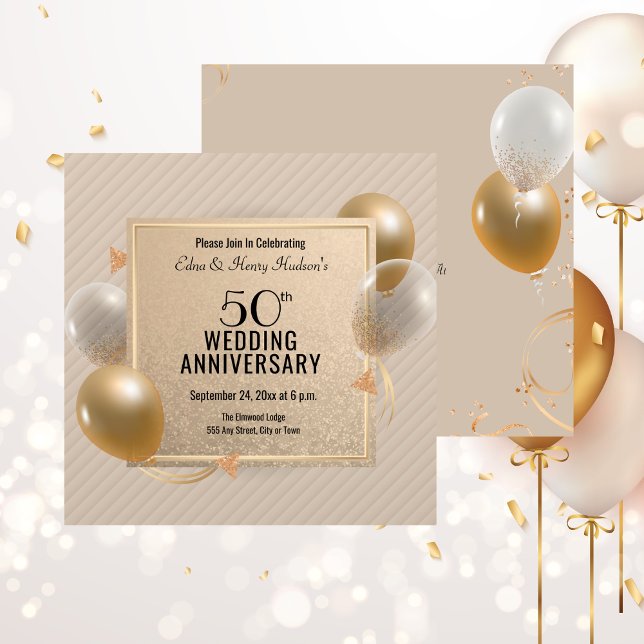50th Wedding Anniversary Celebration Golden  Invitation (50th Wedding Anniversary Celebration Golden Invitation)