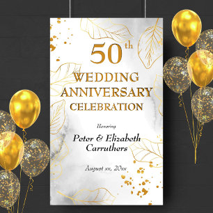 50th Wedding Anniversary Celebration Golden Party Banner