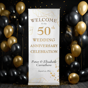 50th Wedding Anniversary Celebration Golden Party Retractable Banner