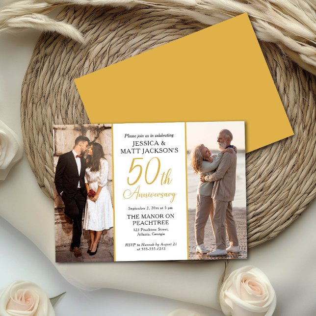 50th Wedding Anniversary Celebration Then and Now  Invitation (Creator Uploaded)