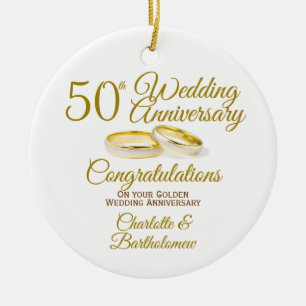 50th Wedding Anniversary Ceramic Tree Decoration