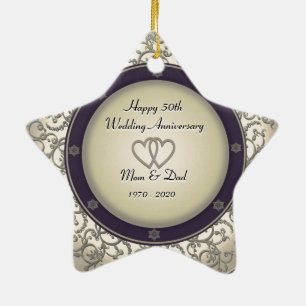 50th Wedding Anniversary Ceramic Tree Decoration