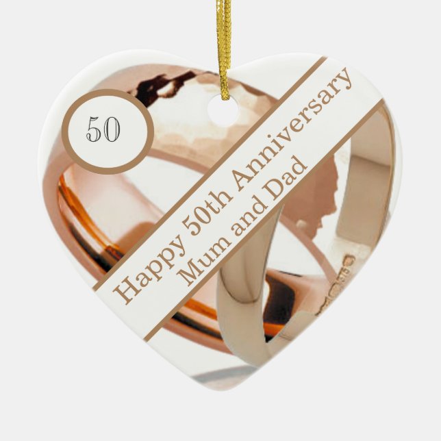 50th Wedding Anniversary  Ceramic Tree Decoration (Front)