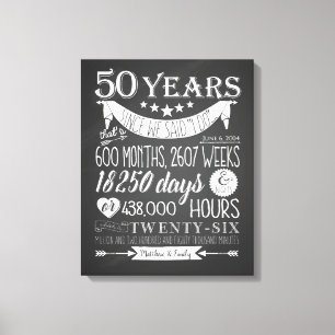 50th wedding anniversary, chalkboard, 50 years canvas print