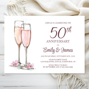 50th Wedding Anniversary Champagne Invitation