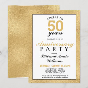 50th Wedding Anniversary Cheers to 50 Years Party Invitation