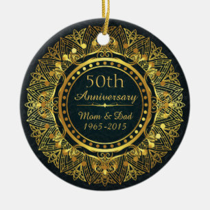 50th Wedding Anniversary Classic Elegant Ceramic Tree Decoration