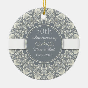 50th Wedding Anniversary Classic with arabesque Ceramic Tree Decoration