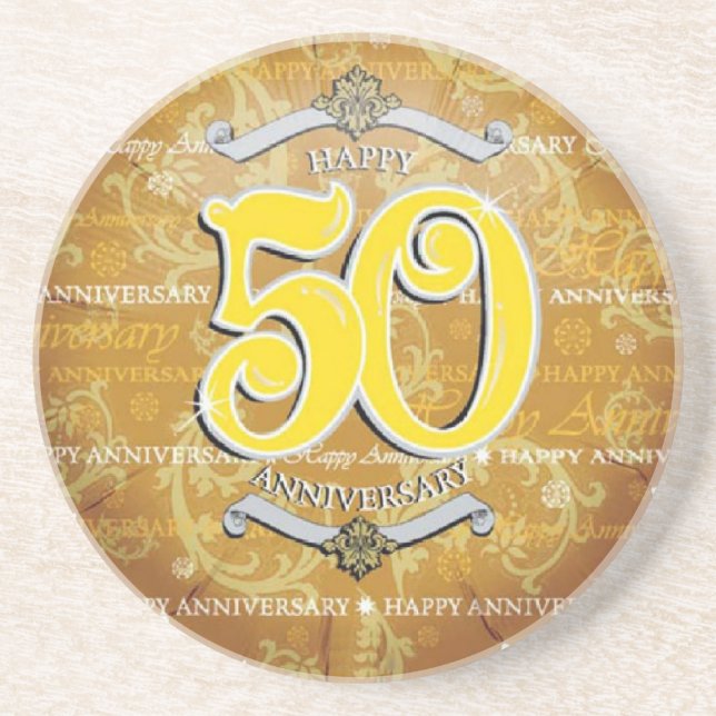 50th Wedding Anniversary Coaster (Front)