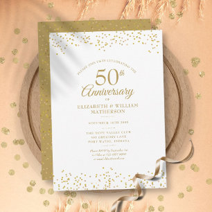 50th Wedding Anniversary Confetti Gold Dust Invitation
