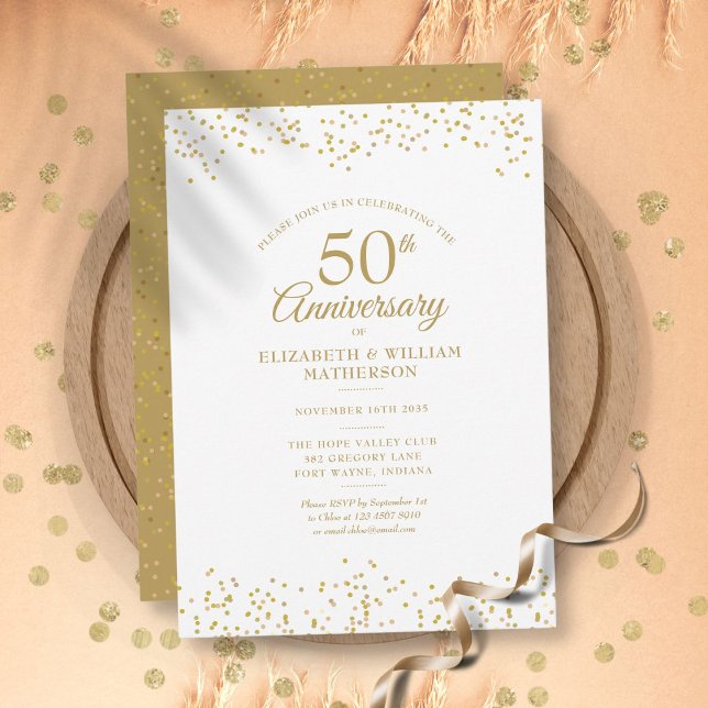 50th Wedding Anniversary Confetti Gold Dust Invitation (50th Wedding Anniversary Confetti Gold Dust Invitation)