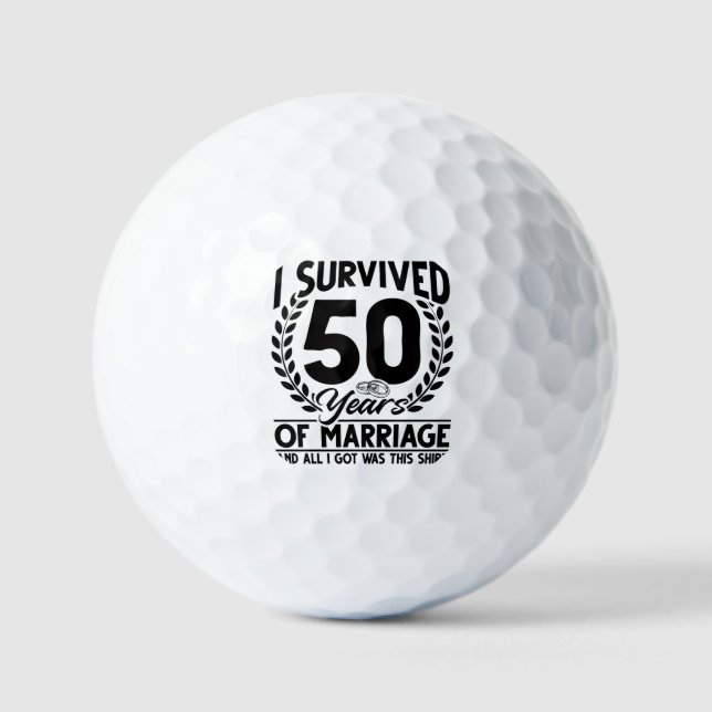 50th Wedding Anniversary Couples Husband Wife 50 Golf Balls (Front)
