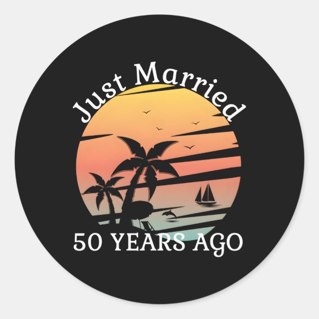 50Th Wedding Anniversary Cruise Just Married 50 Ye Classic Round Sticker (Front)