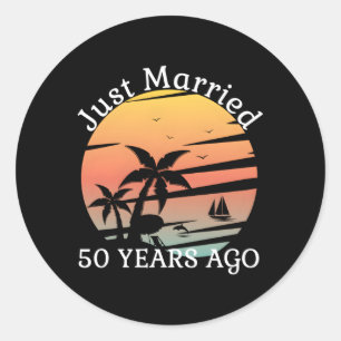 50Th Wedding Anniversary Cruise Just Married 50 Ye Classic Round Sticker