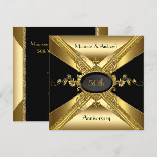 50th Wedding Anniversary Deco Gold Golden 2 Invitation