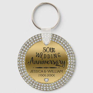 50th Wedding Anniversary Diamonds And Gold Key Ring