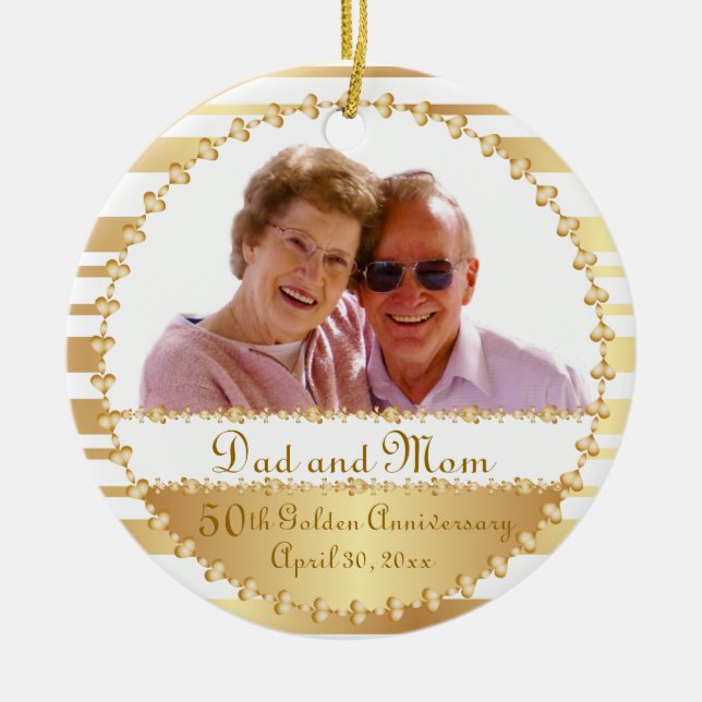 50th Wedding Anniversary - DIY Photo Ceramic Tree Decoration (Front)