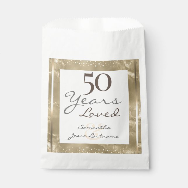 50th Wedding Anniversary Elegant Gold Favour Bags (Front)