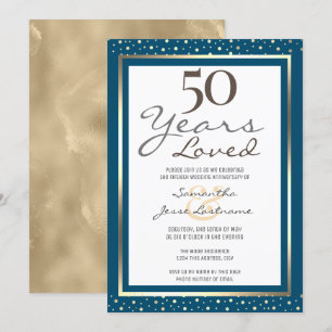 50th Wedding Anniversary Elegant Gold Invitation