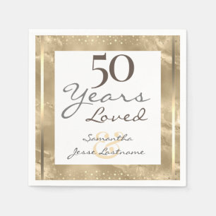 50th Wedding Anniversary Elegant Gold Napkin