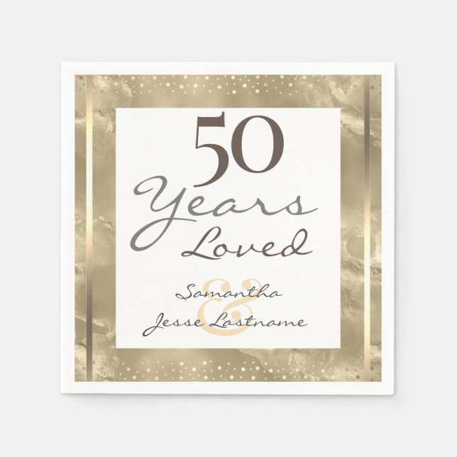 50th Wedding Anniversary Elegant Gold Napkin (Front)