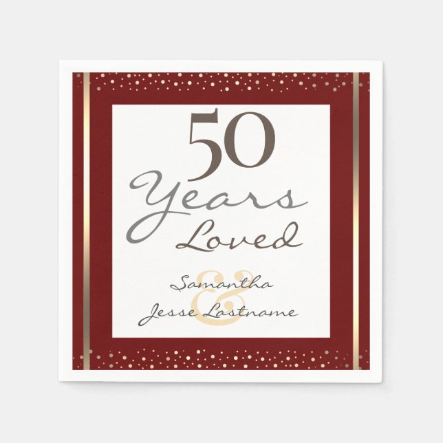 50th Wedding Anniversary Elegant Gold Napkins (Front)