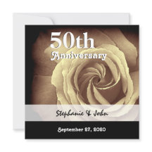 50th Wedding Anniversary Elegant Gold Rose A01B