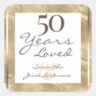 50th Wedding Anniversary Elegant Gold Square Sticker