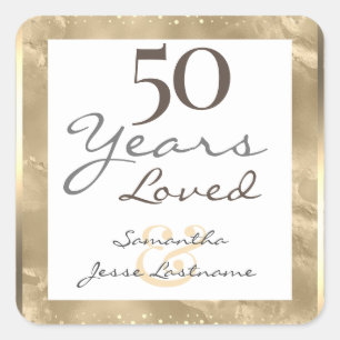 50th Wedding Anniversary Elegant Gold Square Sticker