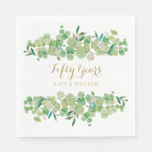 50th Wedding Anniversary Eucalyptus Greenery  Napkin