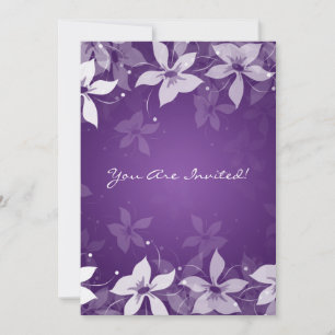 50th Wedding Anniversary Exotic Flowers Purple Invitation