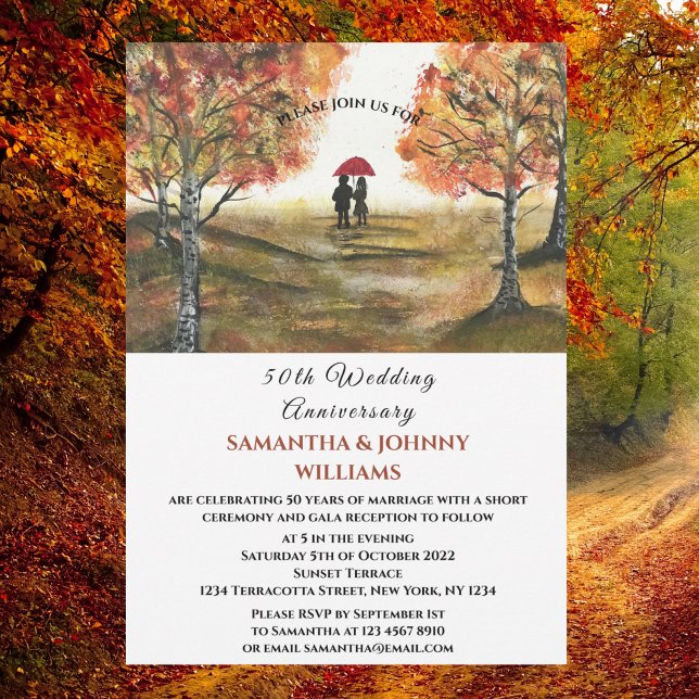 50th Wedding Anniversary Fall Autumn Forest Invitation (Creator Uploaded)
