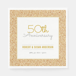 50th Wedding Anniversary Faux Gold Glitter Napkin