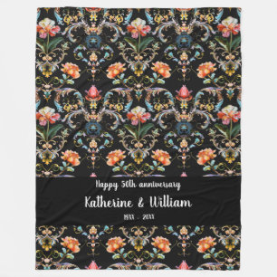 50th wedding anniversary floral damask  fleece blanket