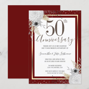50th Wedding Anniversary Floral  Invitation