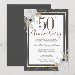 50th Wedding Anniversary Floral  Invitation